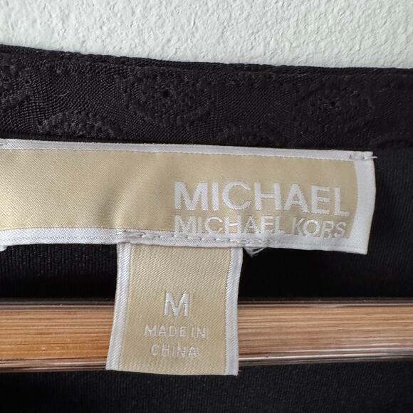 Michael Kors Dress Womens Medium Black Flutter‎ Sleeve Front Tie Mini Whimsigoth - Picture 5 of 11